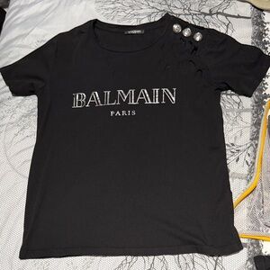 Balmain Black Tee with Silver Accents